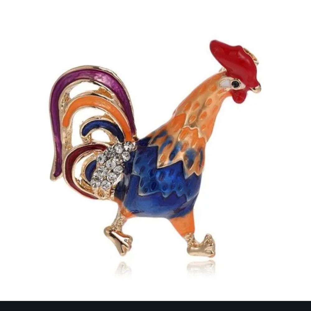 Stunning,sparkling, Gemstone, Proud Rooster Brooch